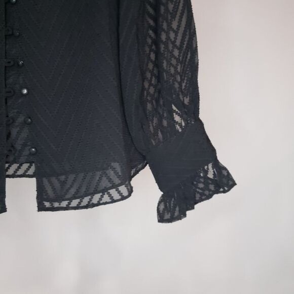 NWT Walter‎ Baker Justice Chevron Ruffle Long Sleeve Top Size Small - Picture 11 of 12